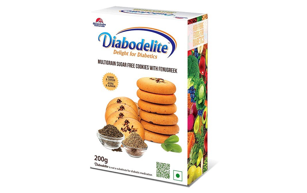 Diabodelite Multigrain Sugar Free Cookies With Fenugreek - Cumin & Carom/Jeera & Ajwain   Box  200 grams